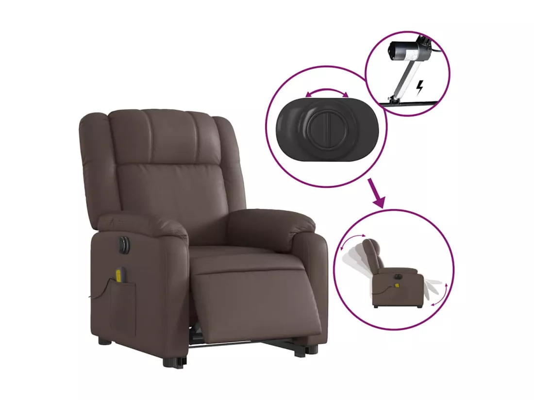 Fauteuil inclinable massant électrique marron similicuir