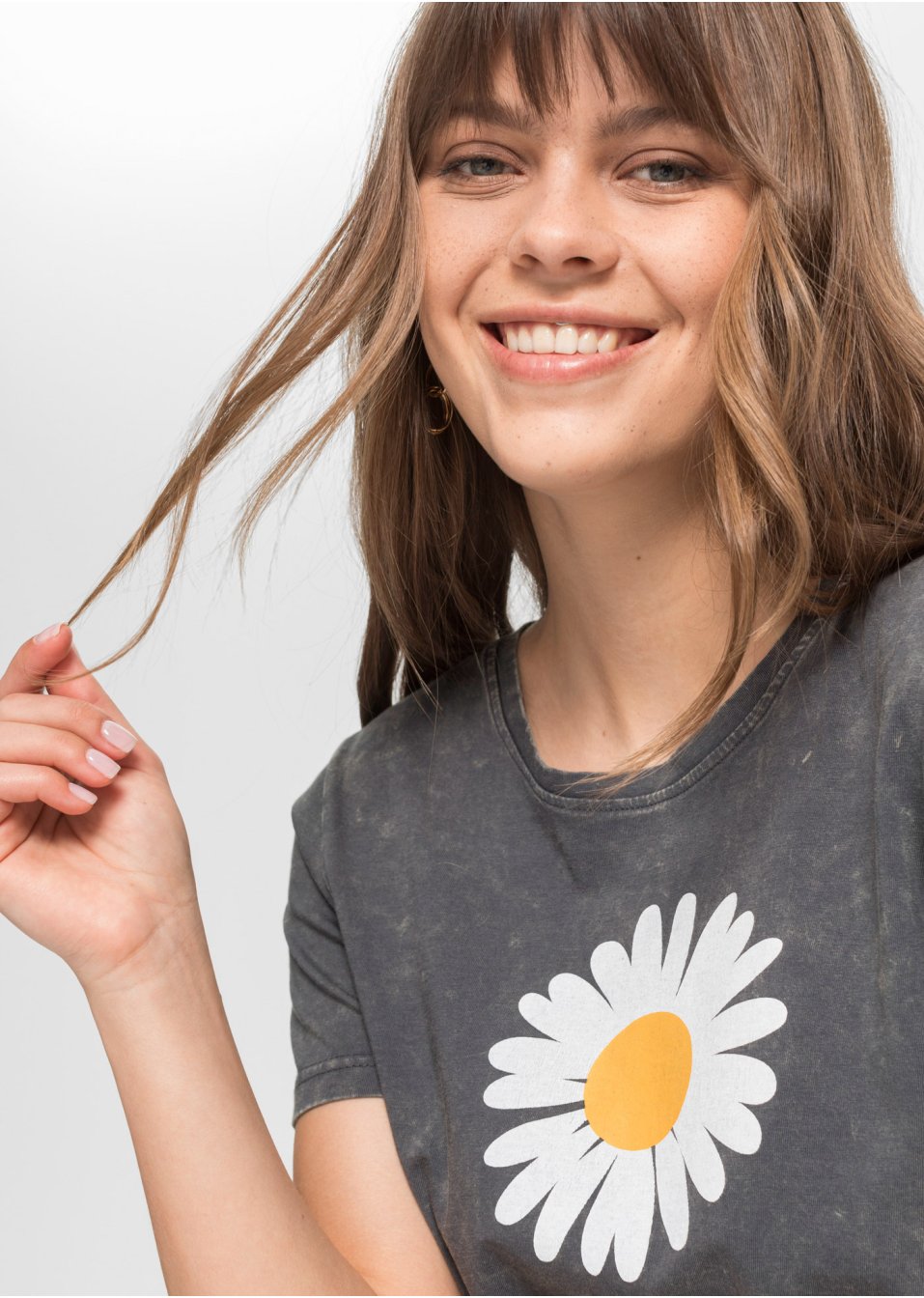 T-shirt imprimé délavé à l'acide