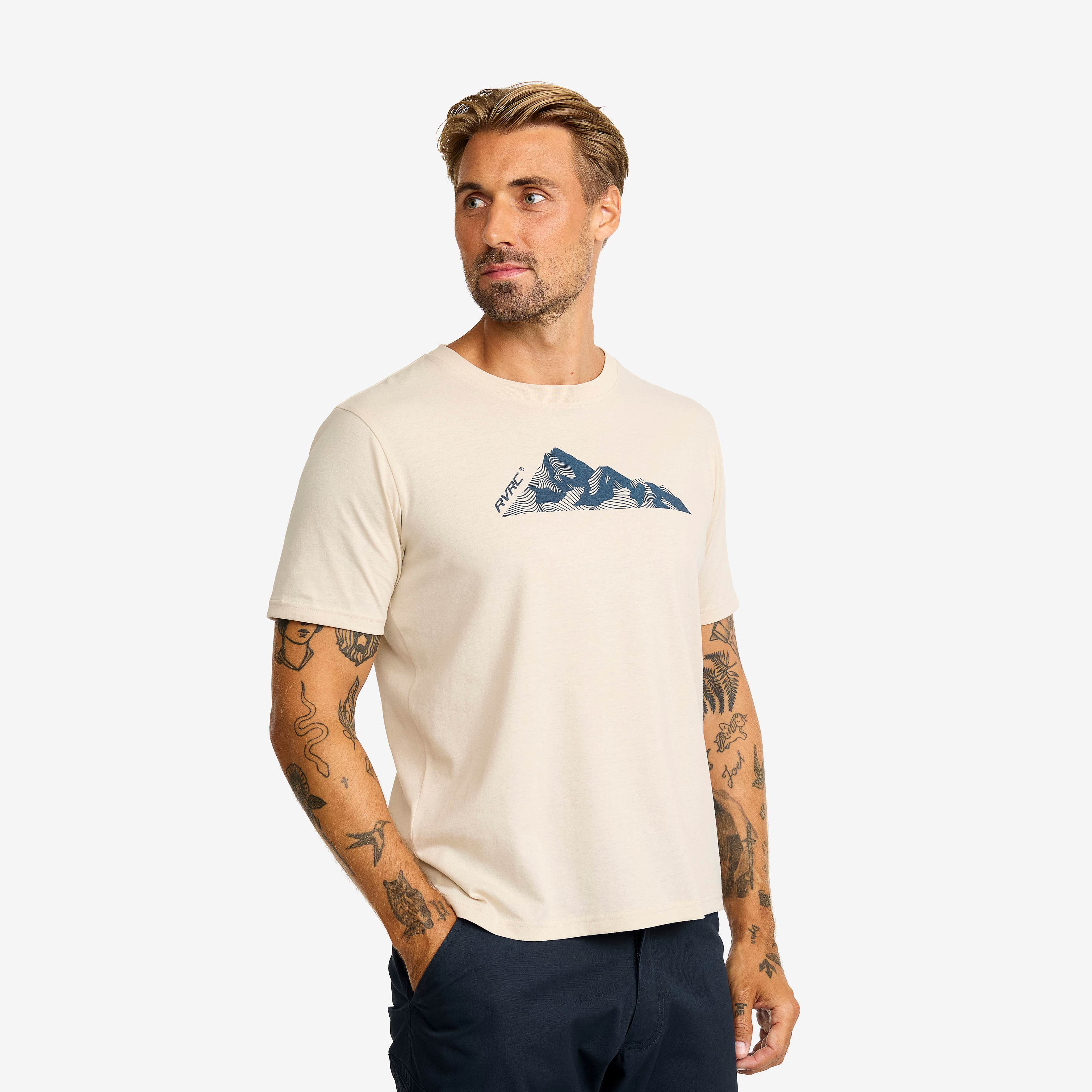 Easy Graphic Mount Lines T-shirt Herre Oatmeal