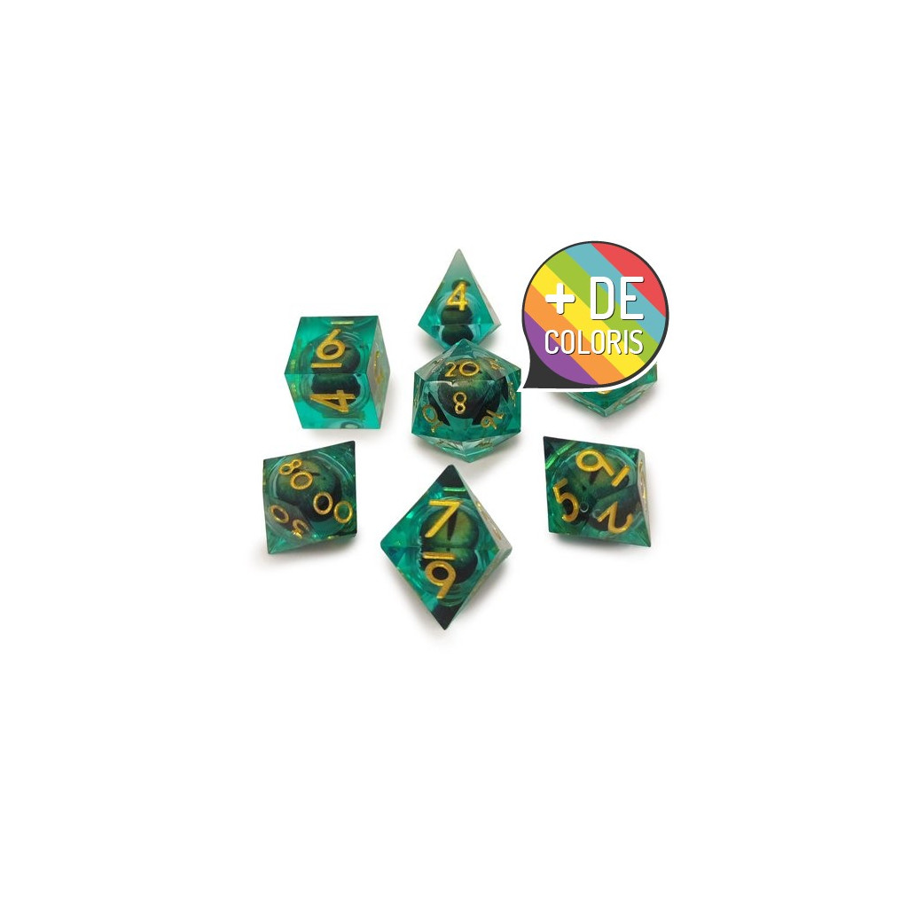 Set de 7 Dés JDR Répliquant : Œil de Dragon Mouvant
