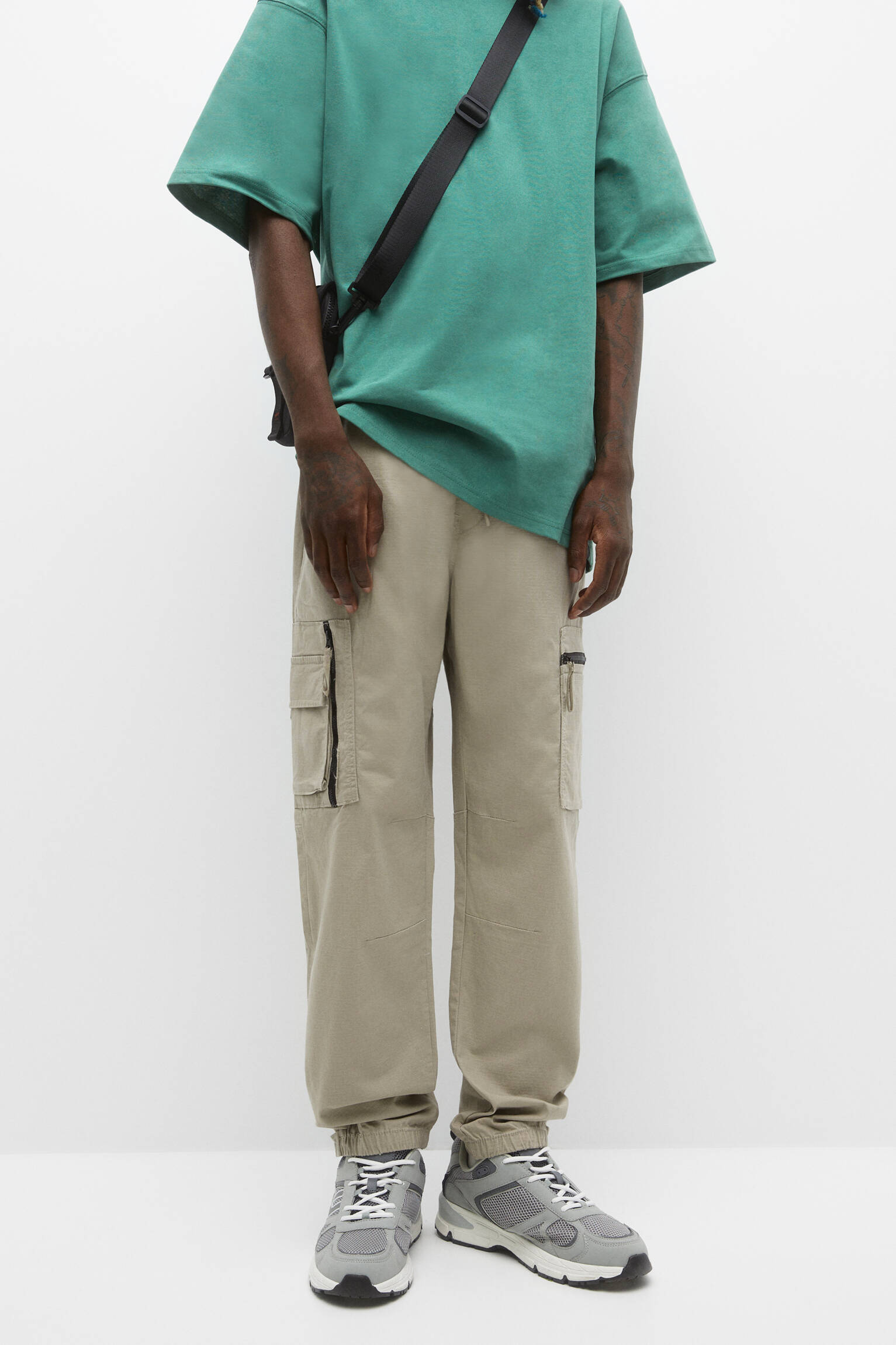 Calça cargo ripstop com bainha ajustável - Stone