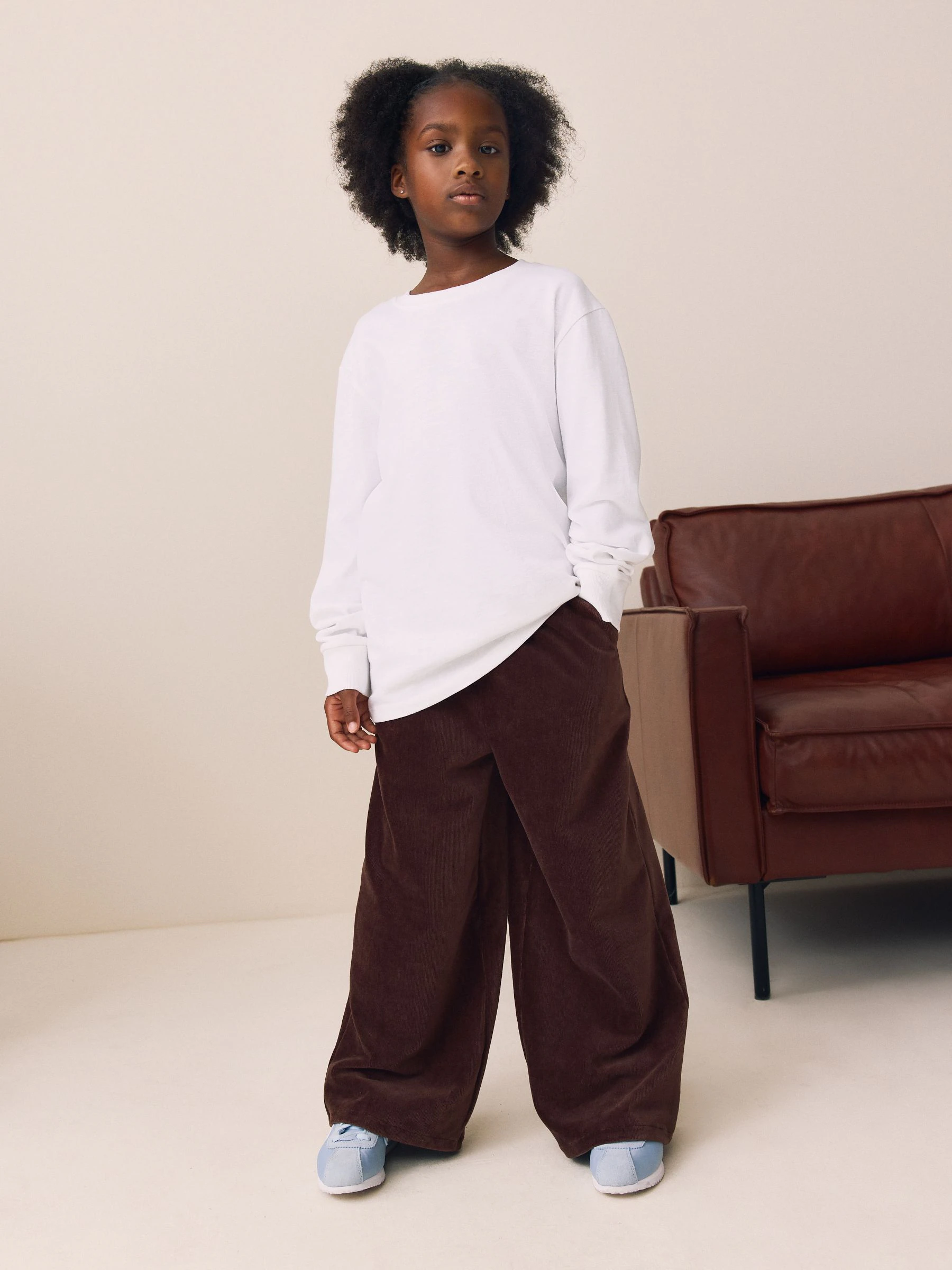 Chocoladebruin - Cord Wide Leg Trousers (3-16yrs)