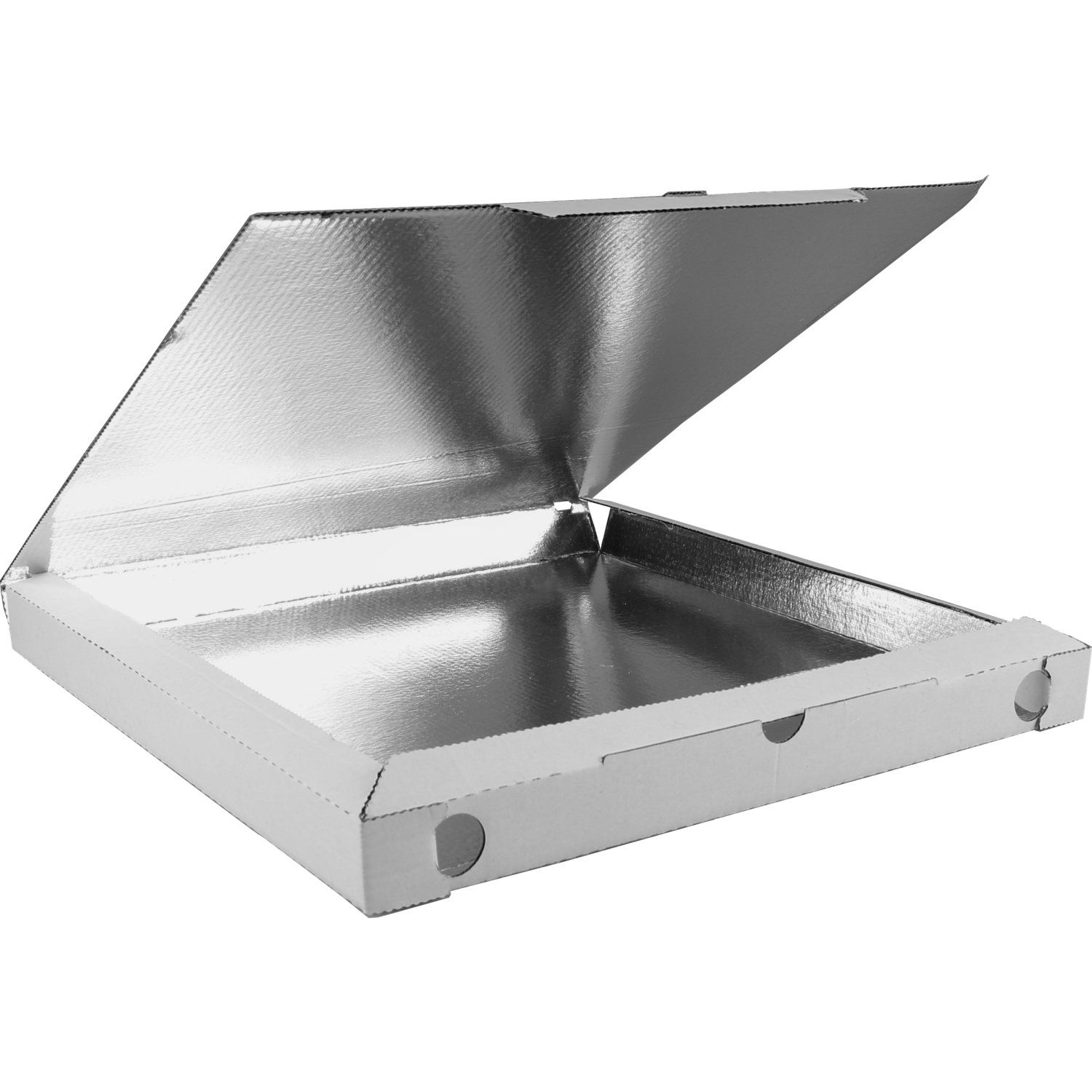 Pizzadoos, karton + PET, 32x32x3cm, vegetale, wit/aluminium