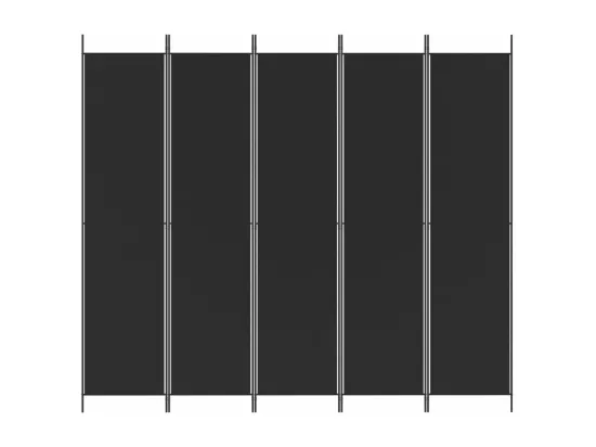 Cloison de séparation 5 panneaux Noir 250x220 cm Tissu