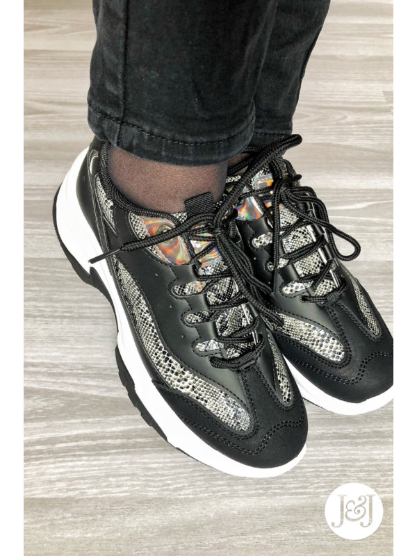 Baskets python noires 'Anais'
