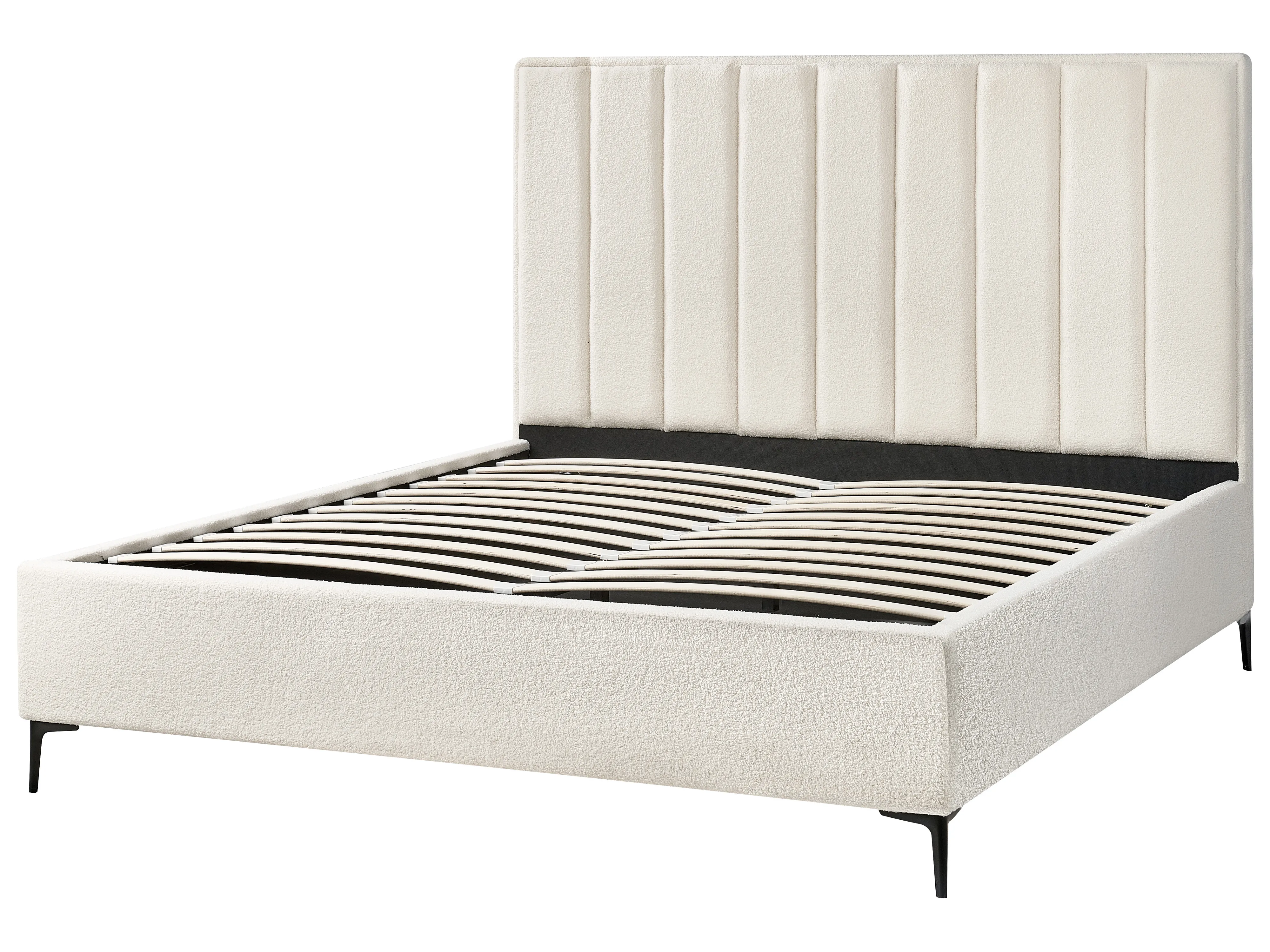 Bed met opbergruimte Bouclé SEZANNE 180 x 200 cm Gebroken wit