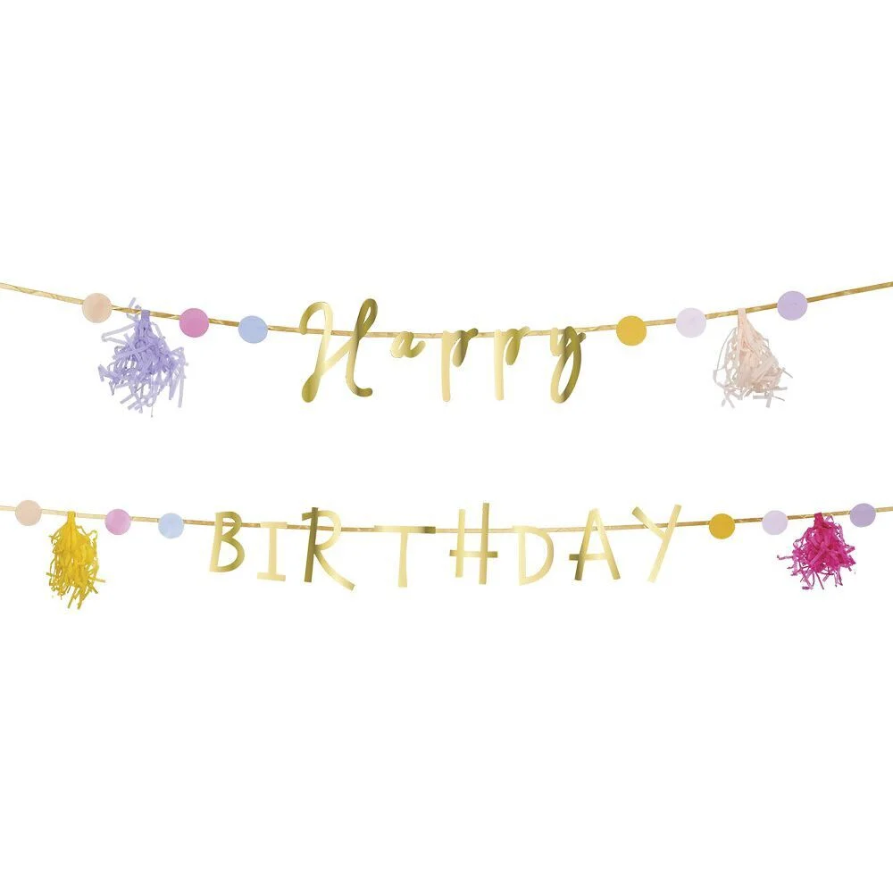 Guirlande anniversaire Happy Birthday aluminium thème fée licorne 2m