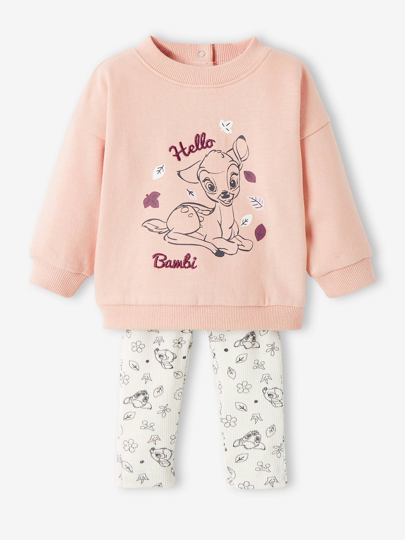 Conjunto DS® Bambi de 2 peças em rosa claro liso com estampas