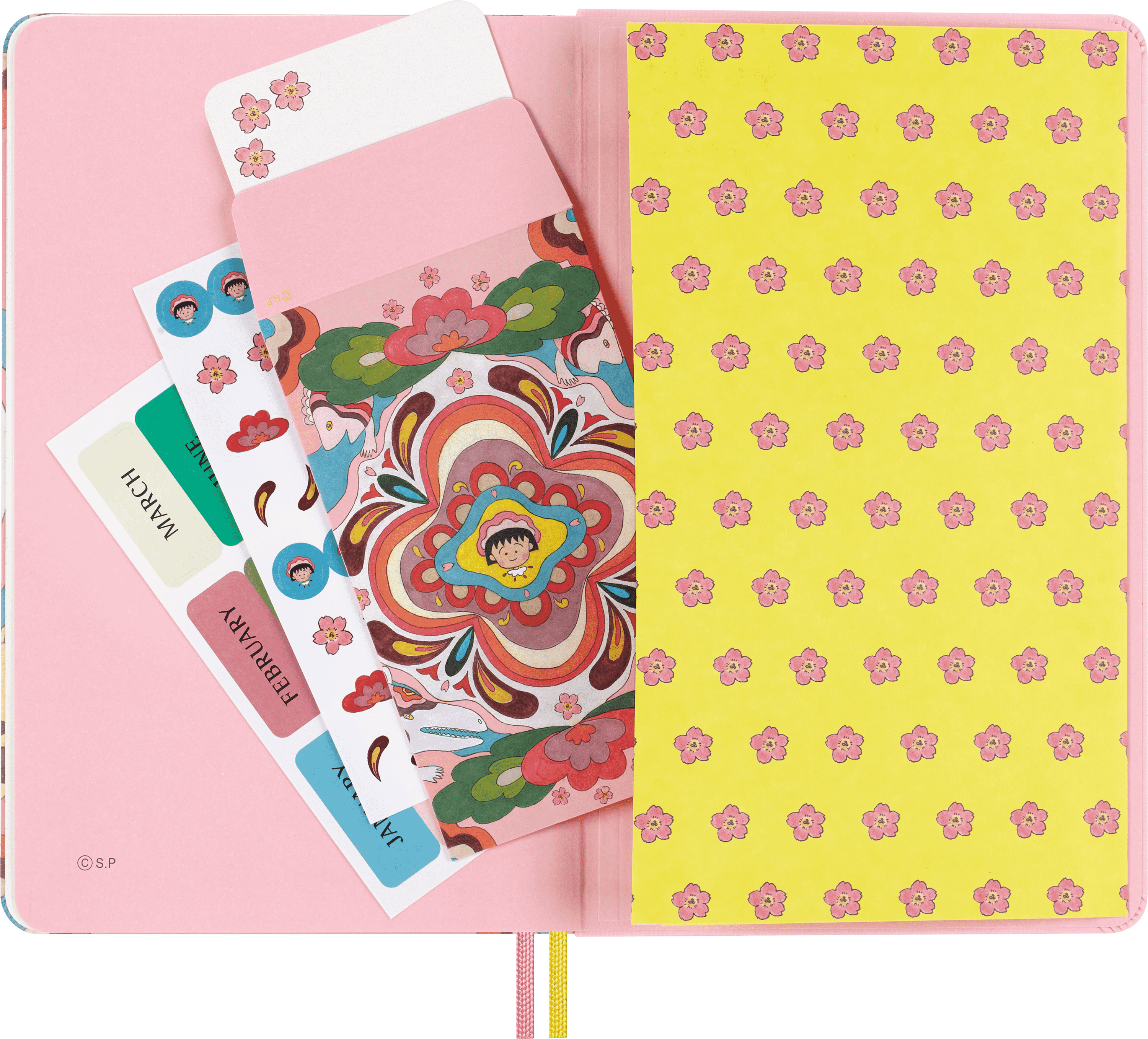 Sakura Gift Set by Momoko Sakura Large Ruled Notebook, Large Plain Notebook, and Pouch