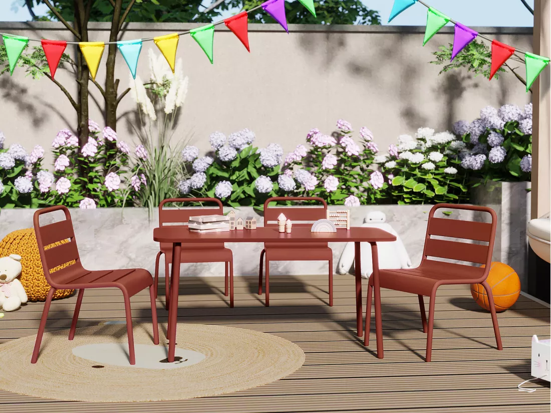 Table de jardin pour enfants en métal L.80 cm - Terracotta - POPAYAN de MYLIA