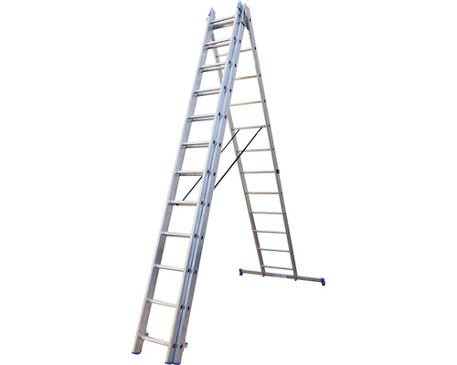 WERNER Multifunctionele ladder, uitschuif-, trap- of schuifladder, aluminium, 3-delig, 3 x 12 sporten, werkhoogte 8,15 m