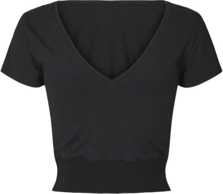 Carite Ribbed Waist Crop T-shirt Sort