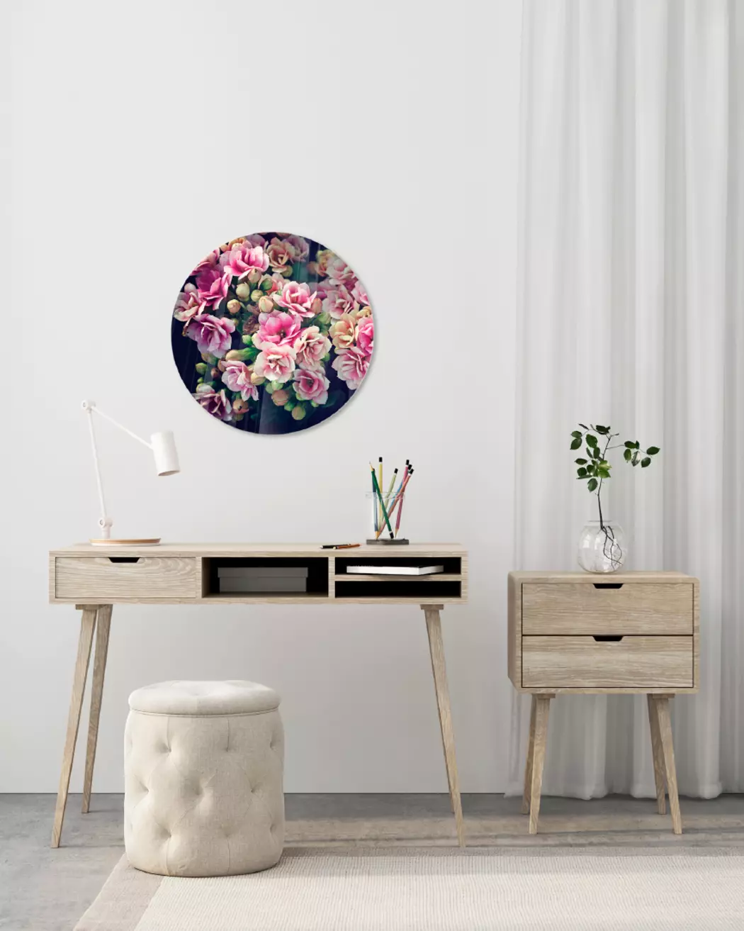 Glasbild Dark Flowers Ø 50 cm