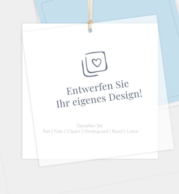 Dankeskarte Blanko Design, Postkarte quadratisch mit Transparentpapier (145 x 145mm)