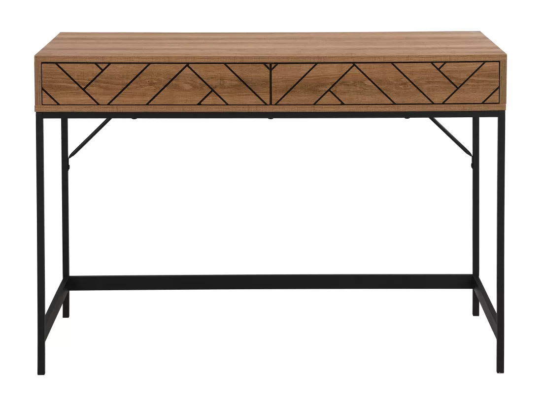 Console avec 2 tiroirs - MDF et acier - Coloris : Naturel et noir - CARATANA