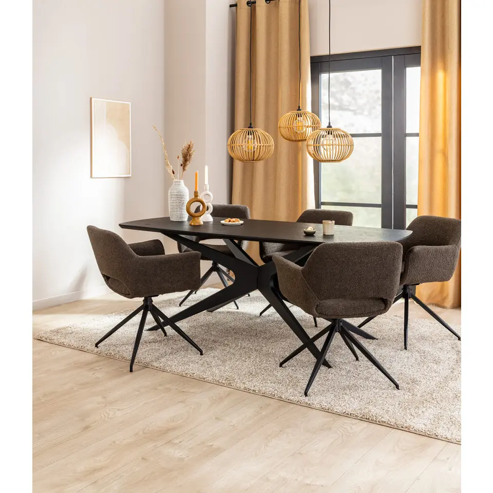 Eettafel Suzanne - zwart - 200x90 cm