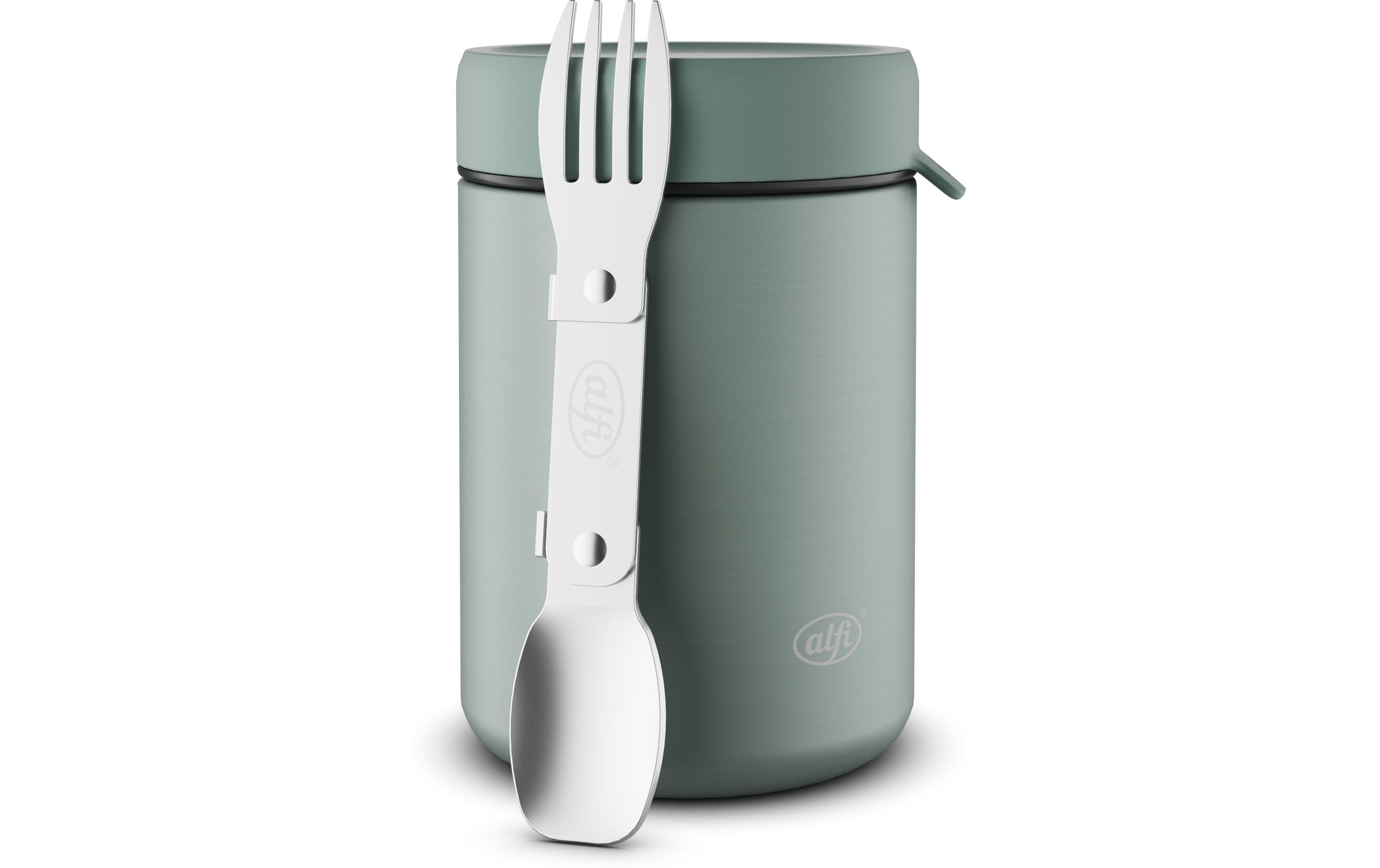 Thermo-Foodbehälter 0.35 l, HellgrünOutdoor-Behälter aus Edelstahl mit Göffel