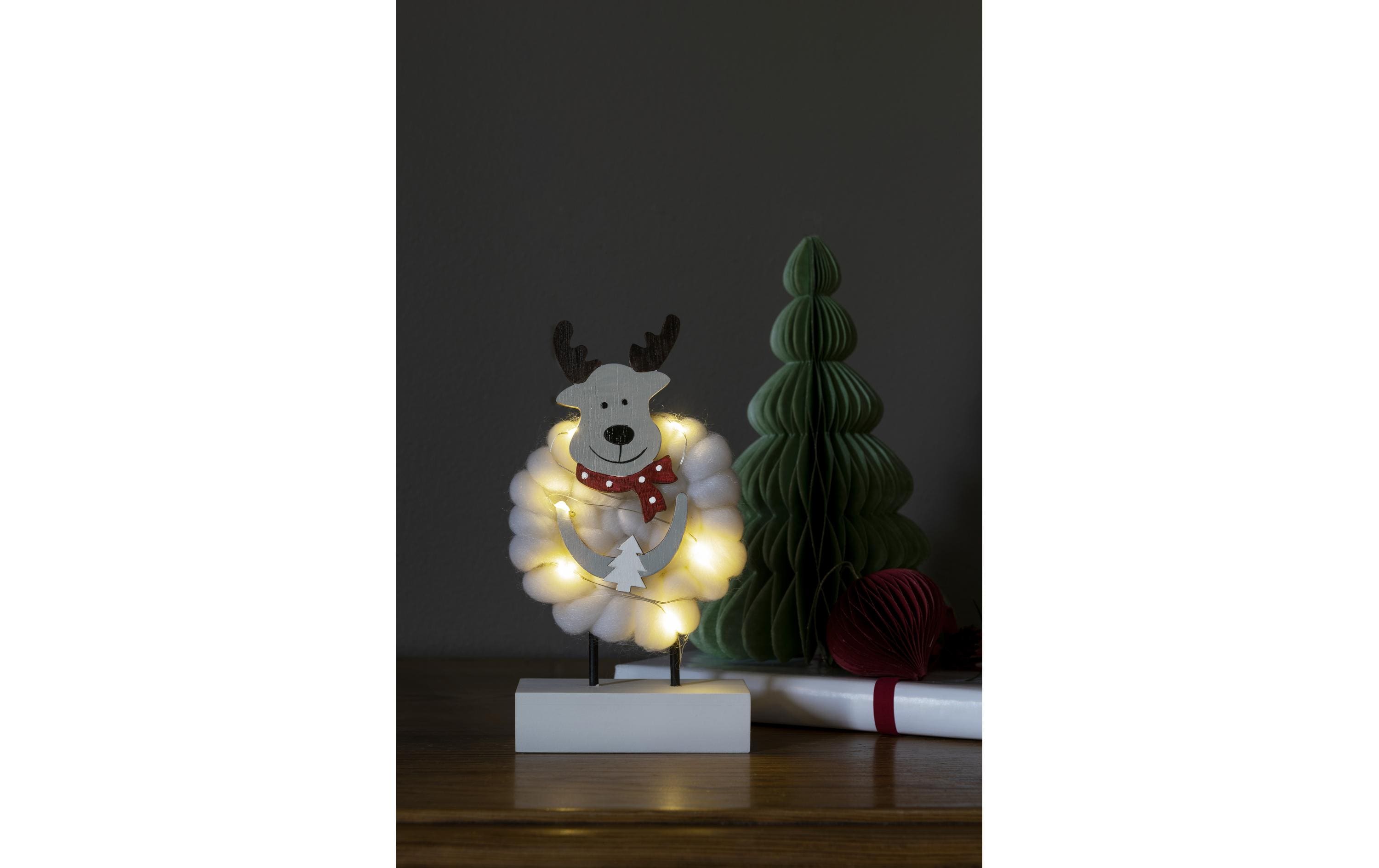 LED-Figur Elch, Holz & Baumwolle, 6 LEDTischdekoration