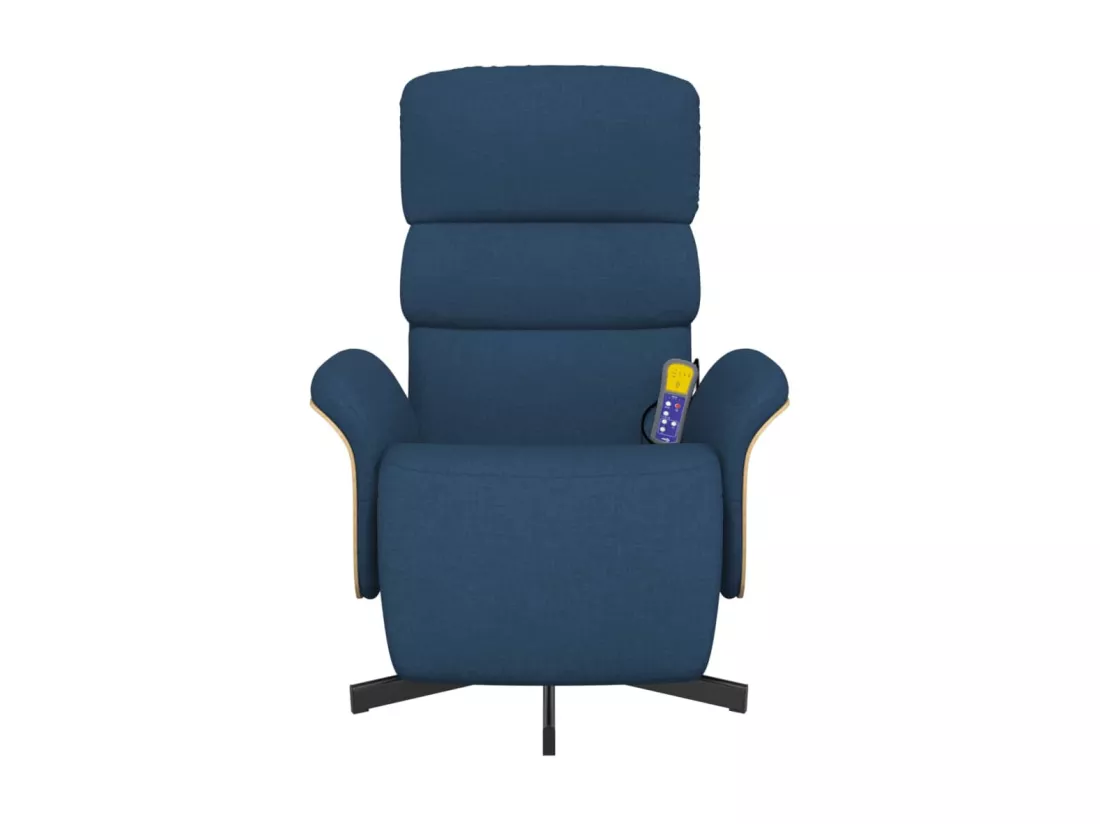 Fauteuil inclinable de massage avec repose-pieds bleu tissu
