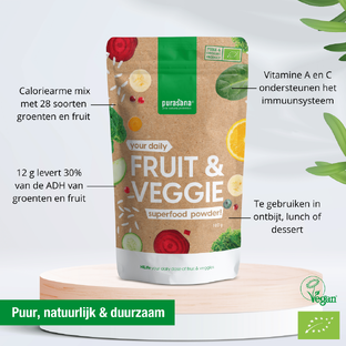 Purasana Vegan Fruit & Veggie Superfood Poeder 216GR