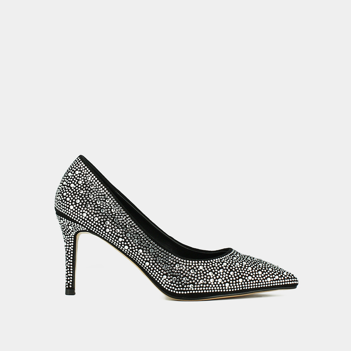 Escarpins  en strass noir et argent