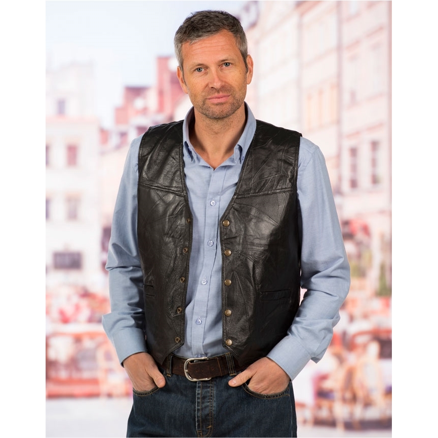 Gilet Sans Manches Patchwork Noir Xxxxl - taille XXXXL