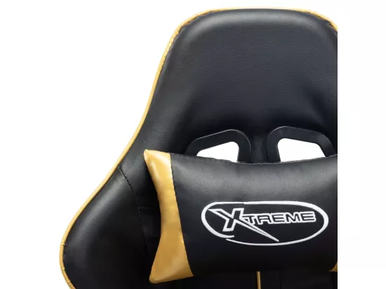 Chaise de jeu avec repose-pied Noir et doré Cuir artificiel