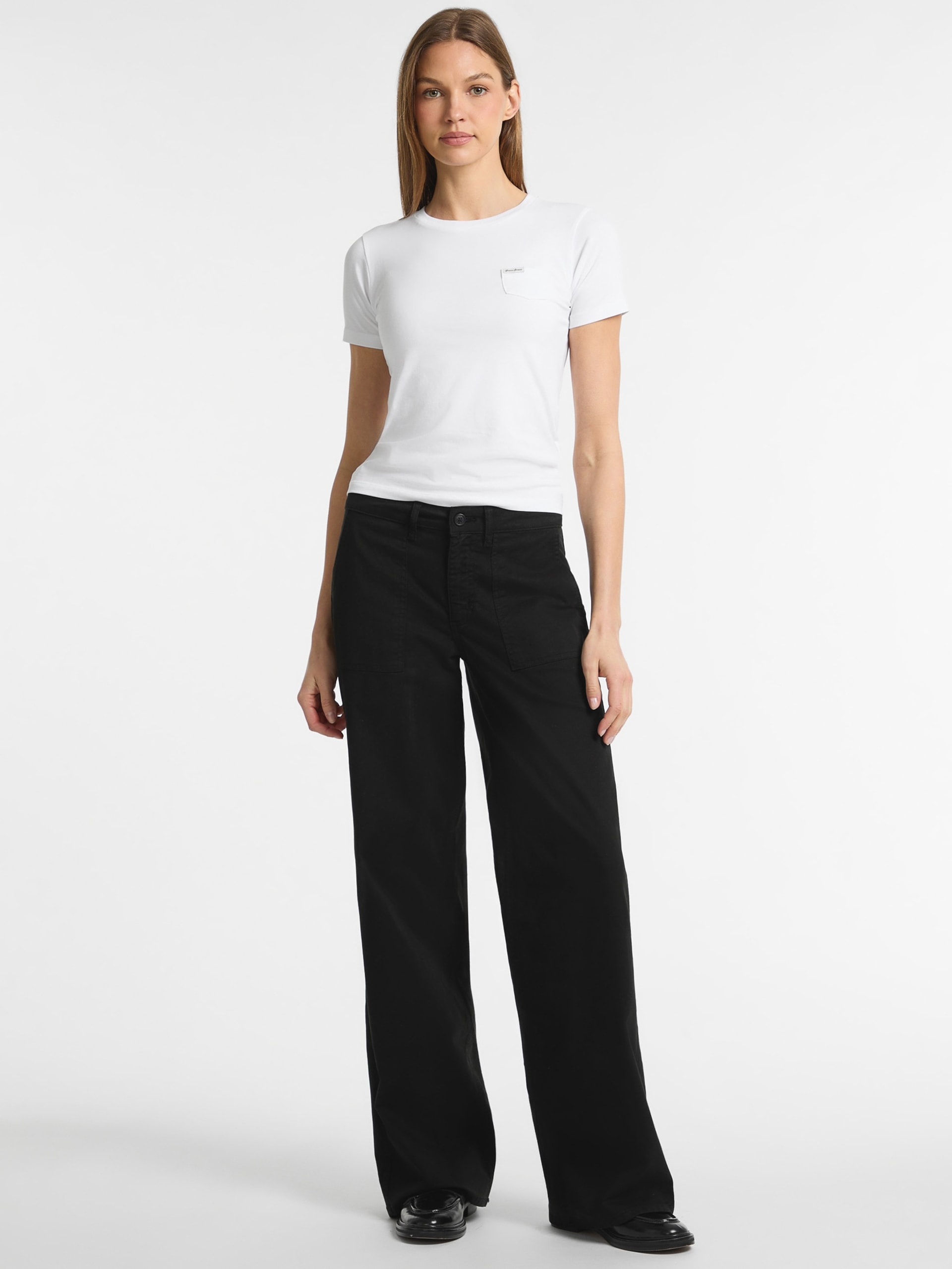 Calça jeans utilitária de perna larga