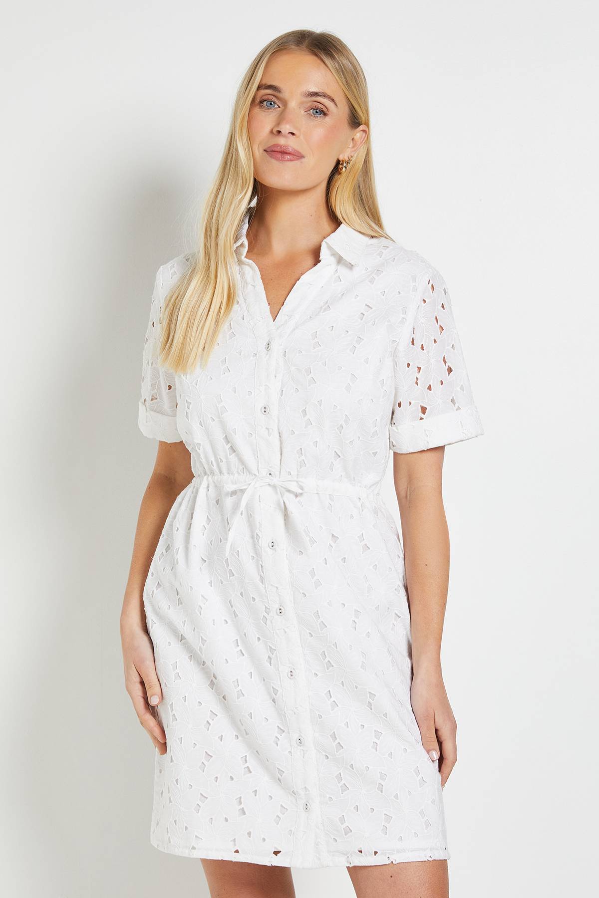 Wallis Robe Droite Broderie Anglaise D'été Petite