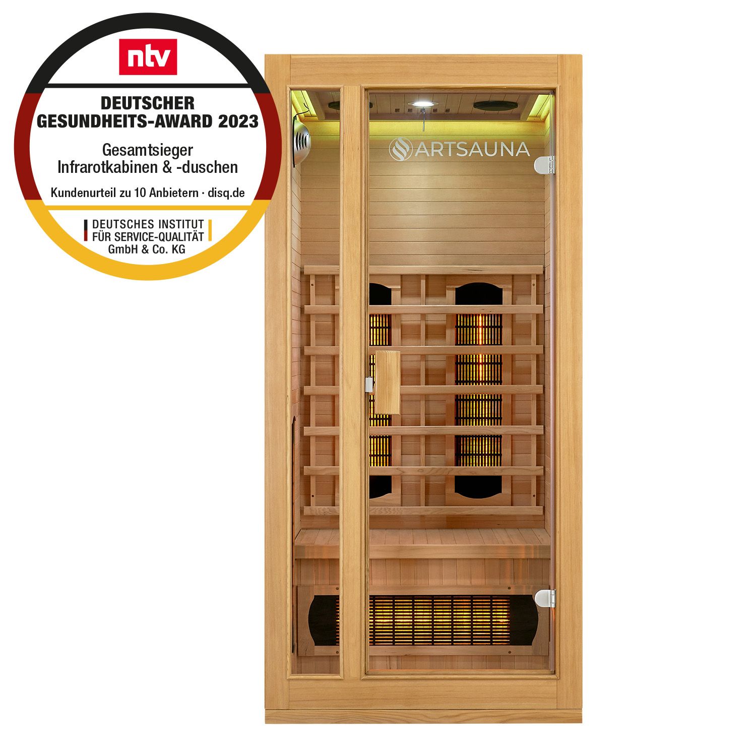 Artsauna Infrarotkabine Nyborg S90V Vollspektrumstrahler & Ambiente LED Beleuchtung – Kabine für 1