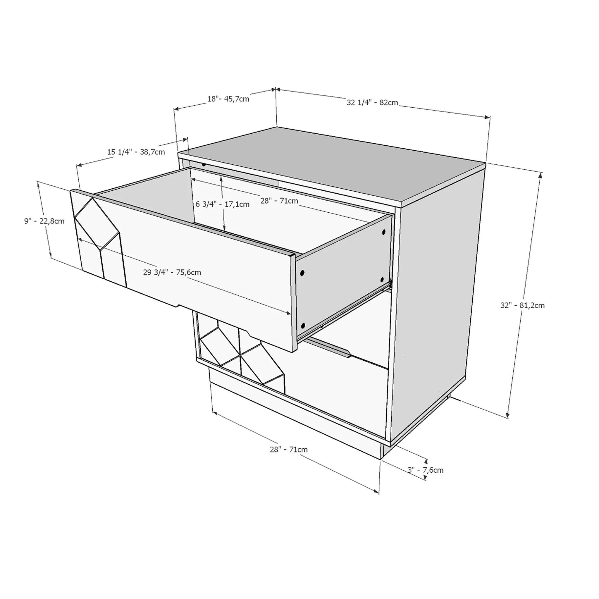 Nexera Bureau 3 Tiroirs - Grège