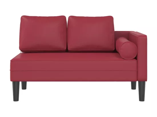 Prolenta Premium - Chaise longue avec coussins rouge bordeaux similicuir