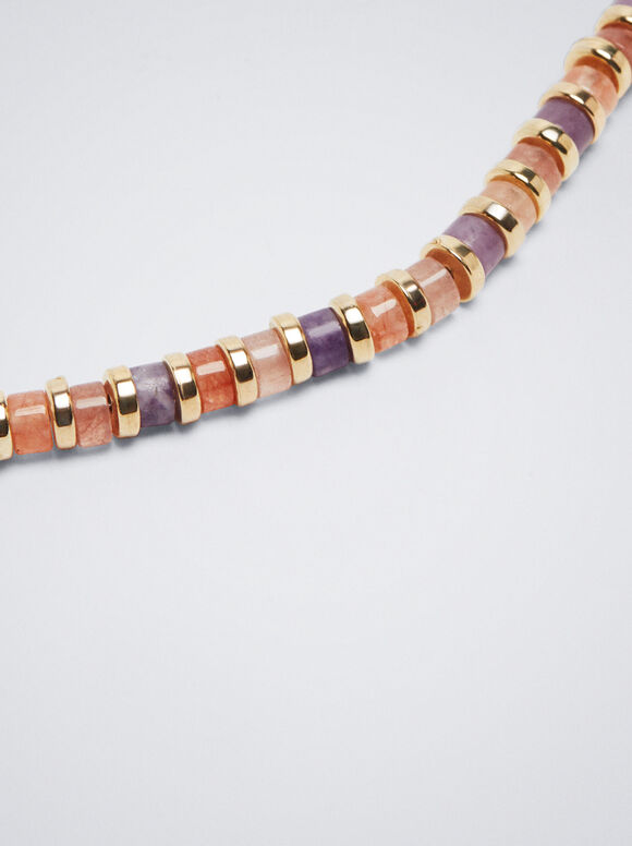 Pulseira ajustável com pedra semipreciosa - Multicolorida