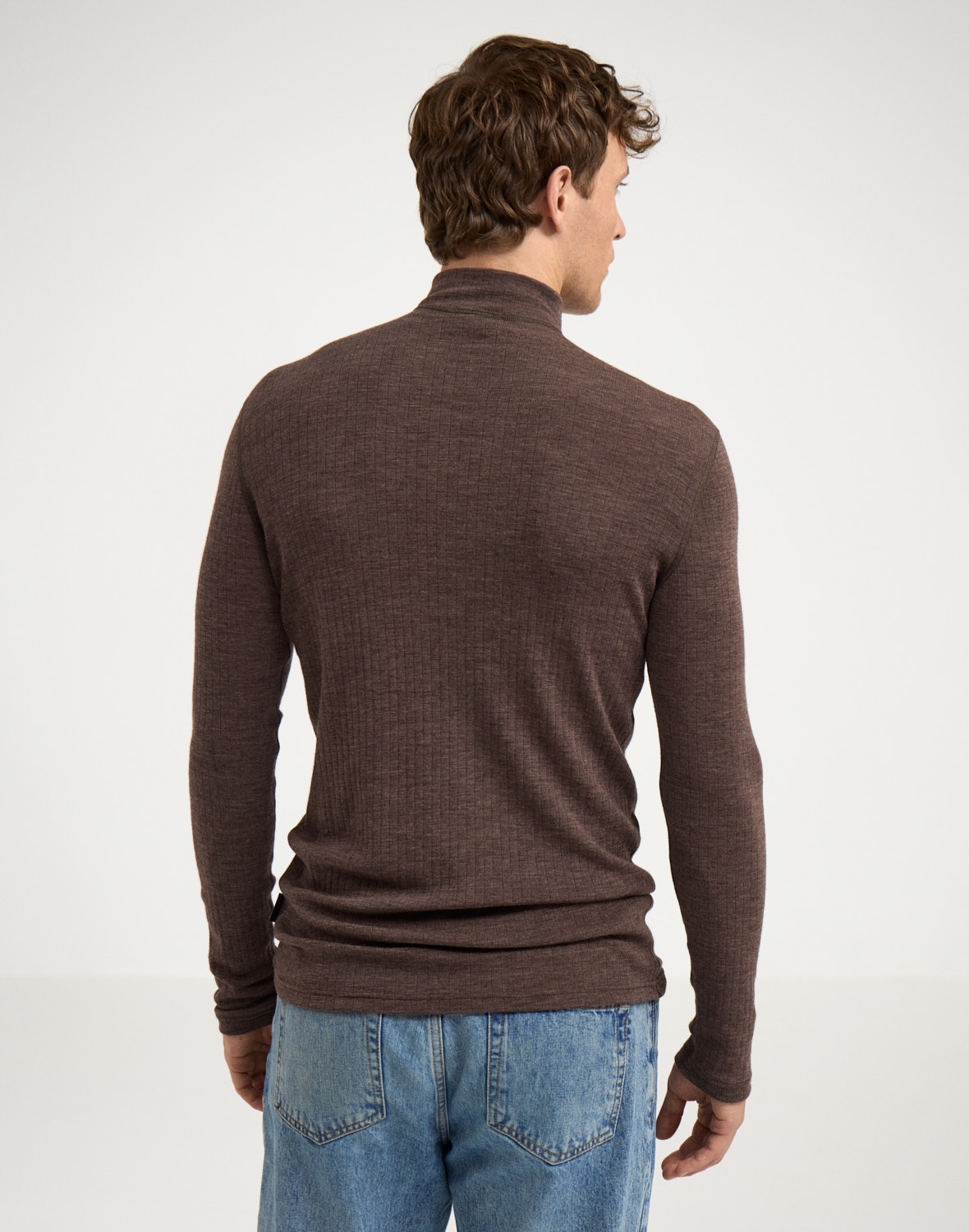 Shirt met halve rits van merinowol voor heren