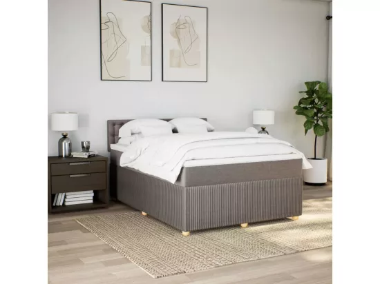 Sommier à lattes de lit avec matelas Taupe 140x190 cm Tissu