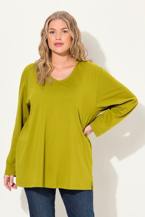 Shirt, V-Ausschnitt, Relaxed, Langarm