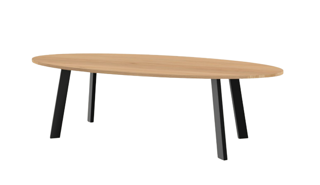 Studio HENK tafel New Co Ovaal, zwart frame - Smart Collectie 260 x 120 cm | Eikenhout | Verjongde rand | Frame Zwart