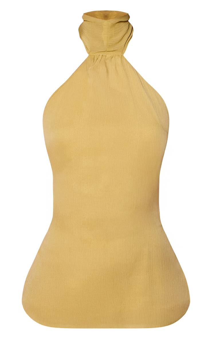 Vert Olive Haut Col Montant En Mousseline