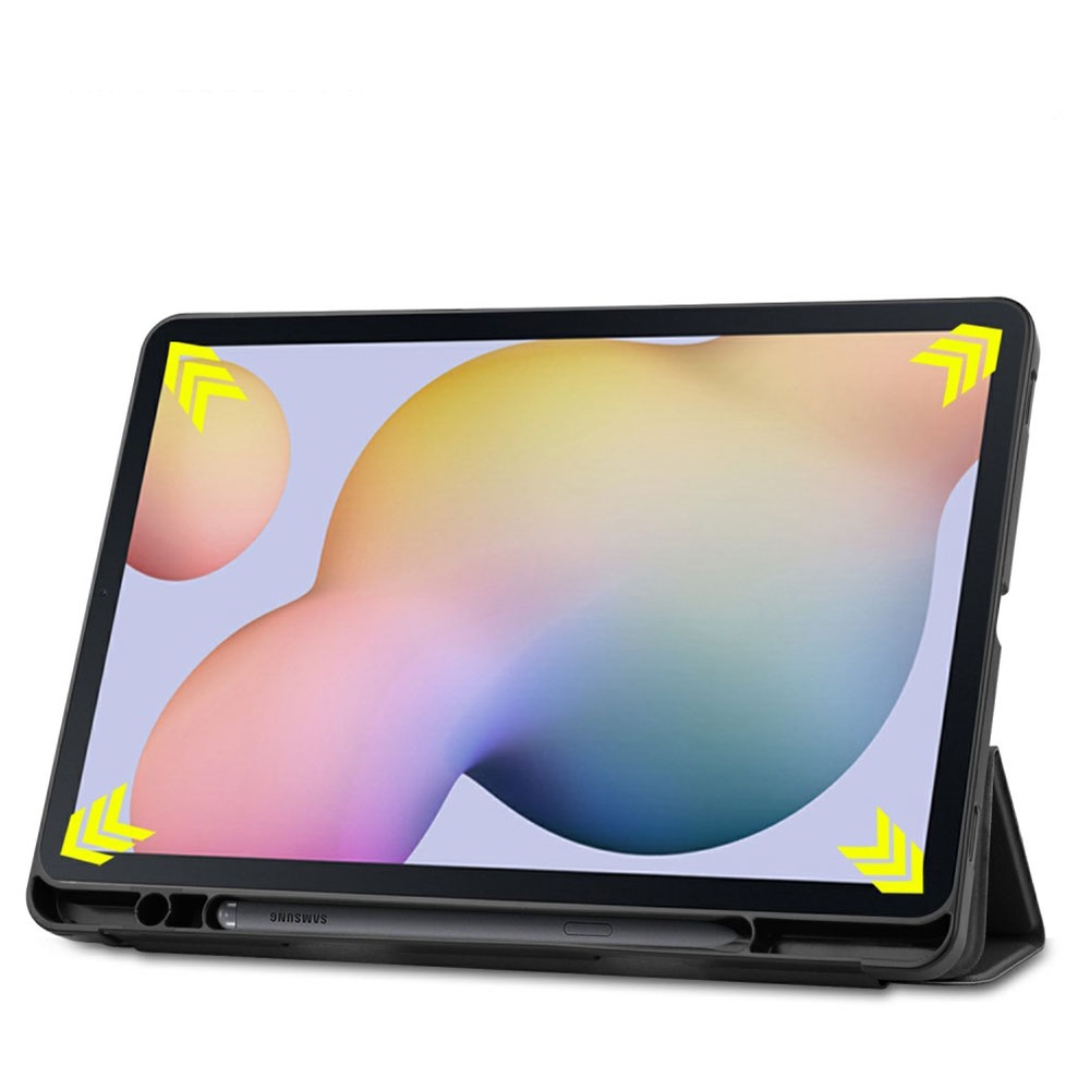 Samsung Galaxy Tab S8 / Tab S7 Flipcase Hülle Ledertasche mit Aufstellfunktion Litchi Look   S-Pen Halterung - Schwarz