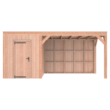 Tuinhuis met overkapping Douglas hout onbehandeld 545 x 255 cm