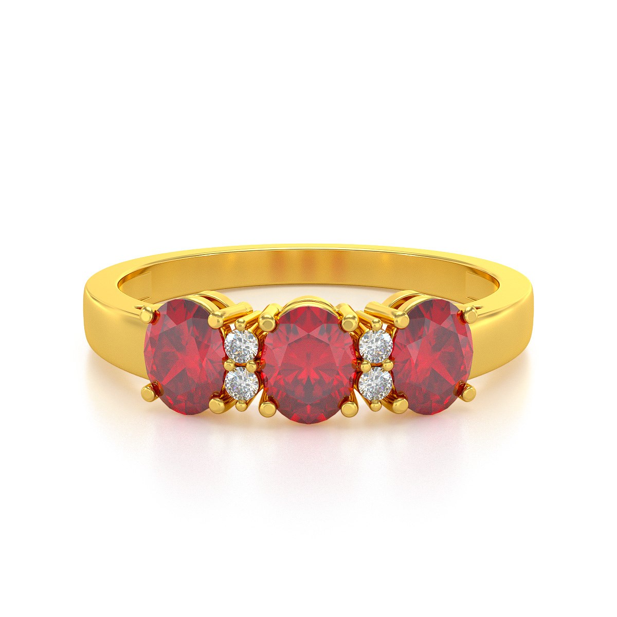 Bague ADEN Or 585 Jaune Rubis et diamants 2.25grs