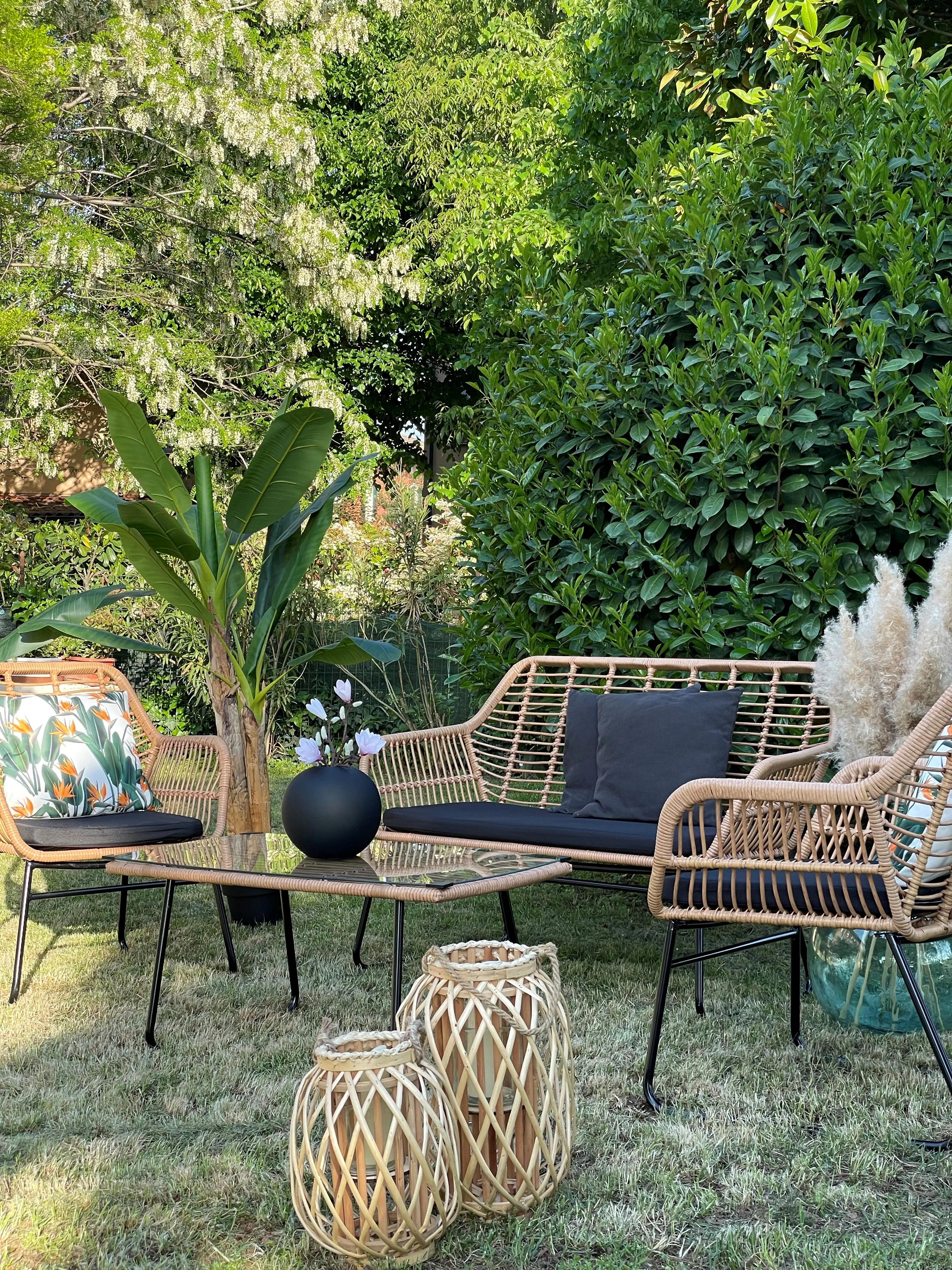 Set van 2 tuinkussens TSOTYLI bloempatroon 45 x 45 cm Groen