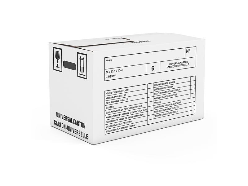 Antalis Umzugsbox 66 x 36 x 40 cm 10 Stück, Weiss Zügelbox mit Tragegriff