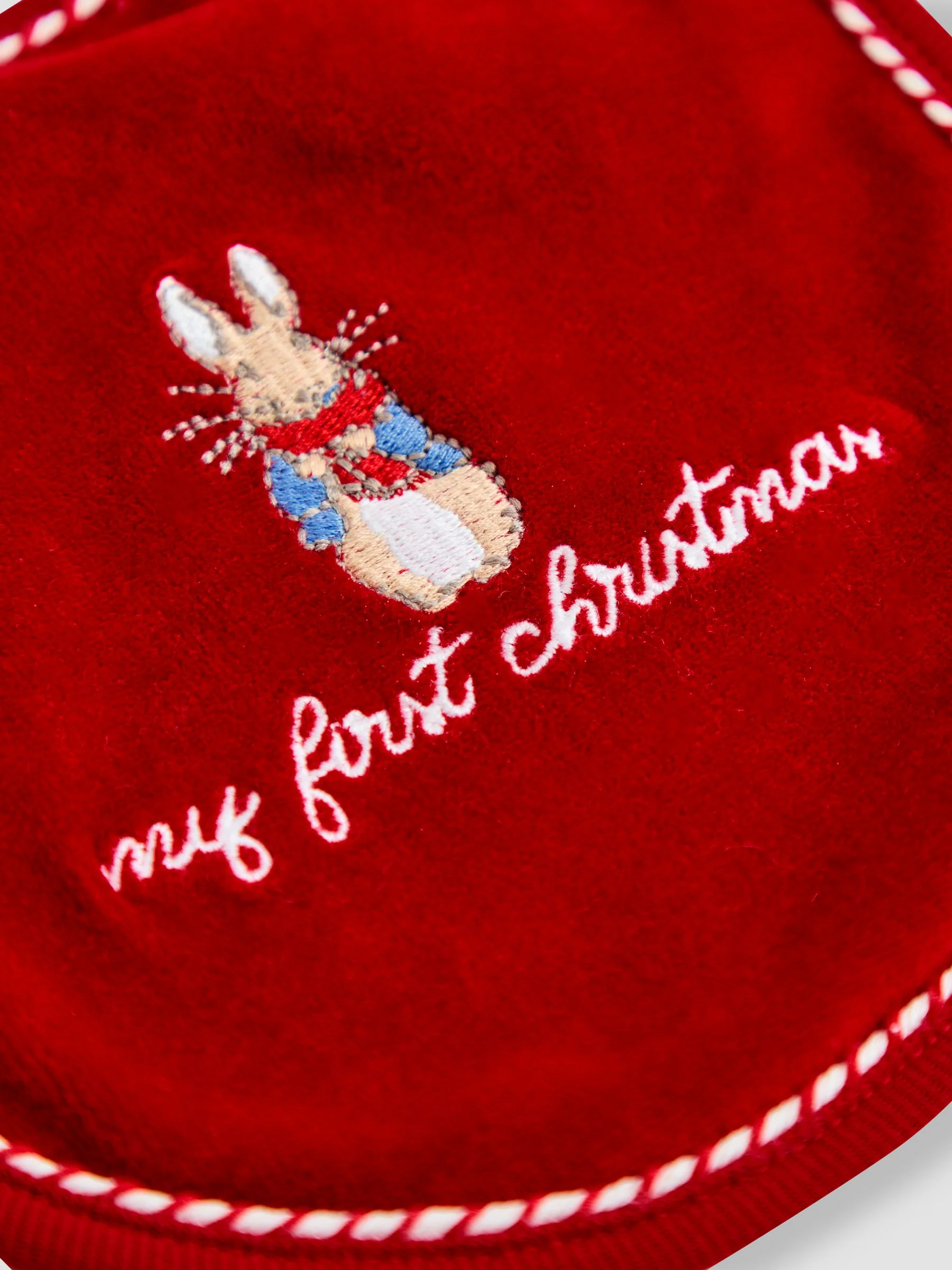 JoJo Maman Bébé Peter Rabbit™ Mijn eerste kerstvelours slabbetje