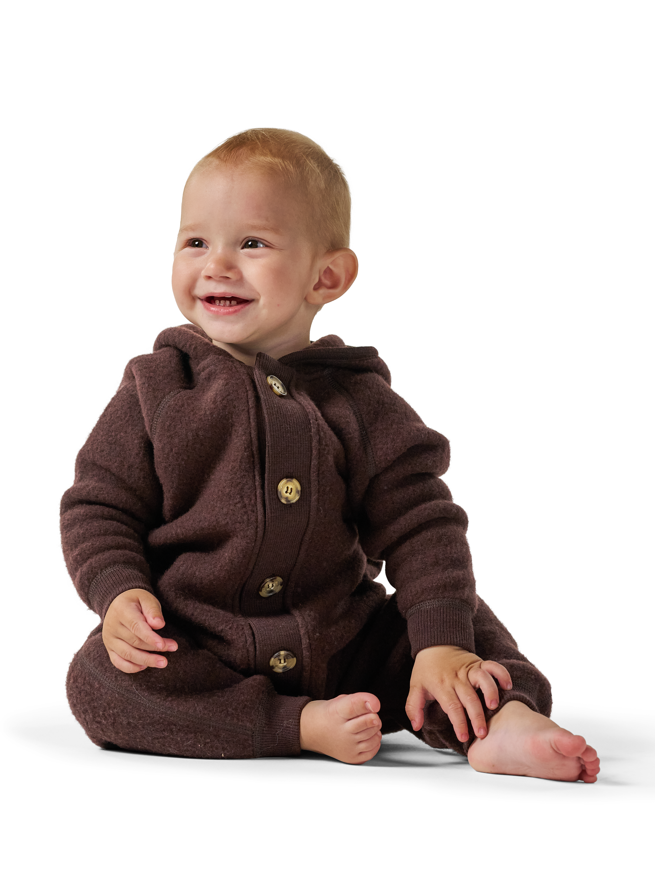Fleecepak van merinwol voor baby's in Koffie