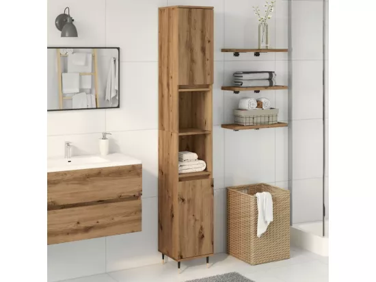Armoire de salle de bain chêne artisanal 30x30x190 cm