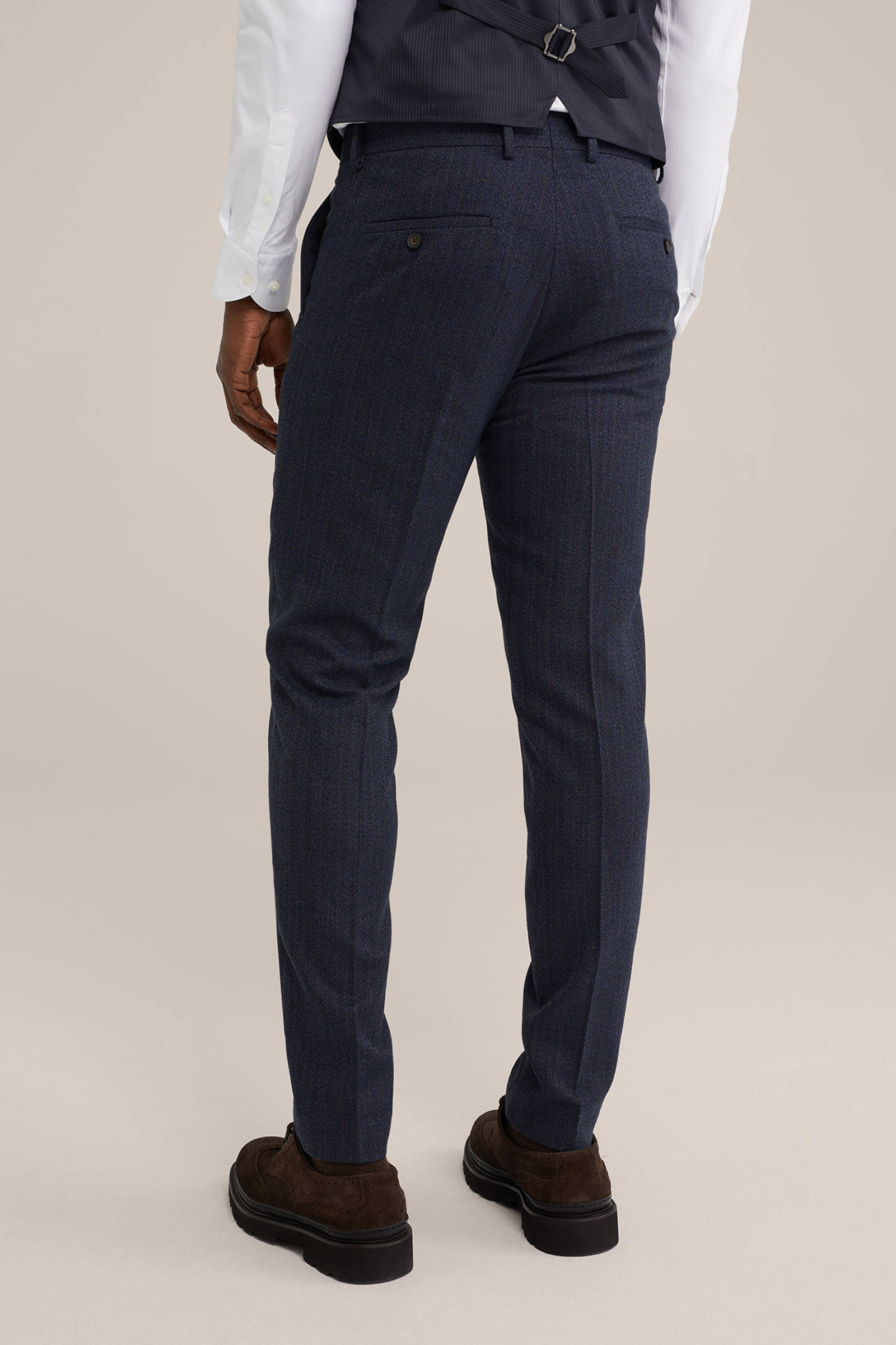 WE Fashion gemêleerde slim fit pantalon faded night