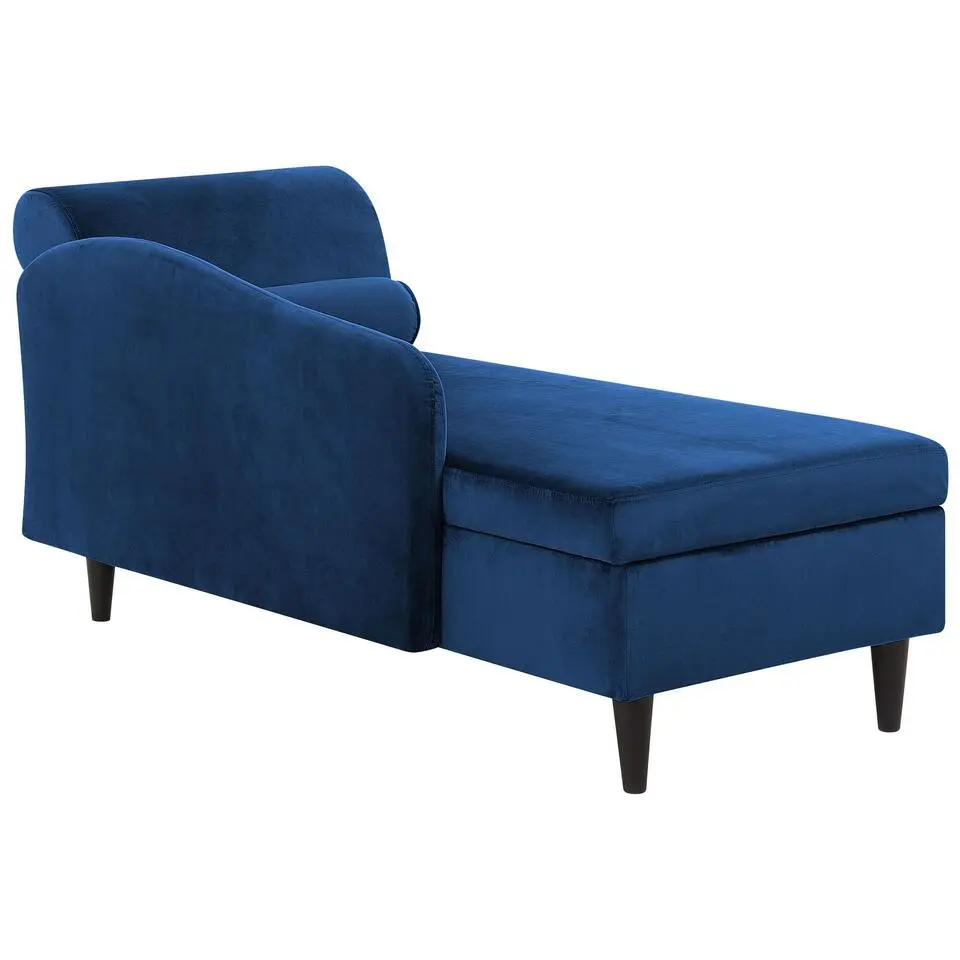 LUIRO - Chaise longue - Blauw - Rechterzijde - Fluweel