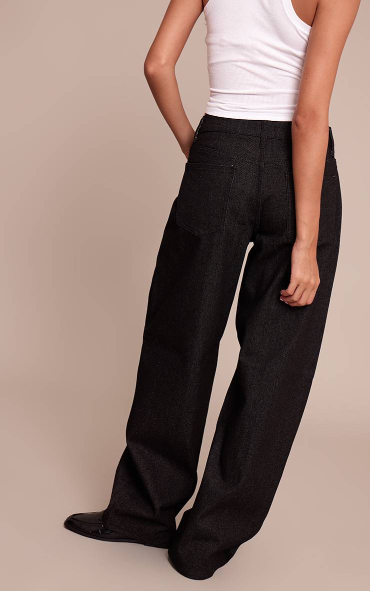 Raw Indigo Wash Jean Barrel Taille Basse Bleu Moyen