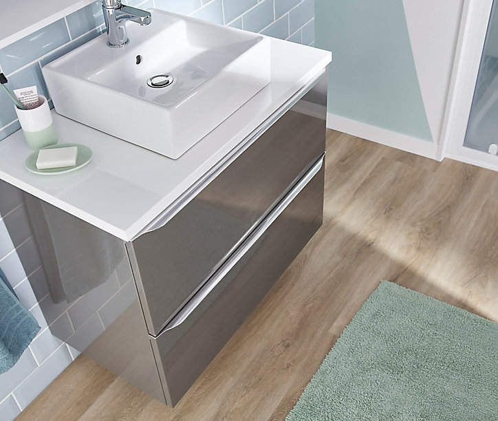 Meuble sous vasque à suspendre GoodHome Imandra gris taupé 80 cm